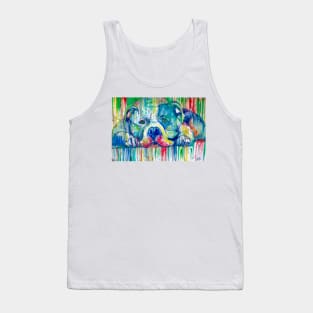 PIT BULL RESTING ON THE FLOOR - watercolor portrait Tank Top